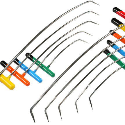 10-Piece Stainless Steel Single Bend Curved PDR Rod Set (Sharp Tip)
