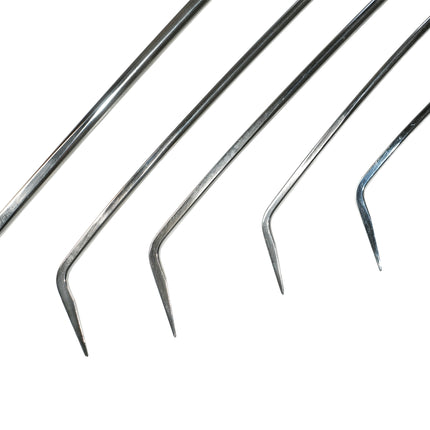 10-Piece Stainless Steel Single Bend Curved PDR Rod Set (Sharp Tip)