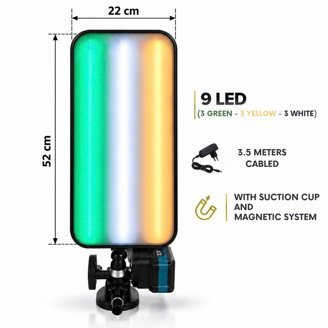 9 LED Cabled PDR Dent Inspection Light – Green, White & Yellow
