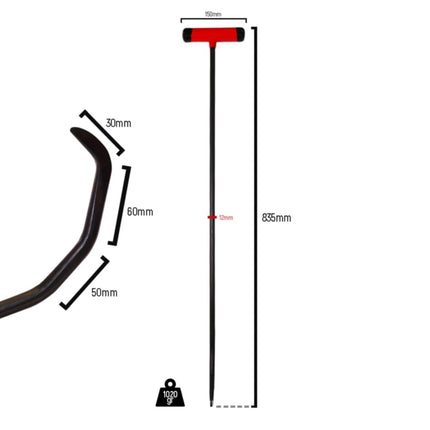 Double Curve Stick Hook Red - PDR Tools